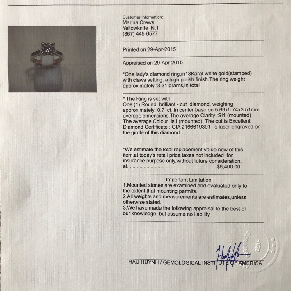 Canadian Diamond Ring - Picture 5 of 5